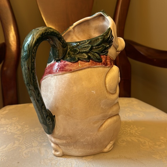 Majolica Orchies C2 antique ceramic pig pitcher, wine jug, made in France - Picture 6 of 13